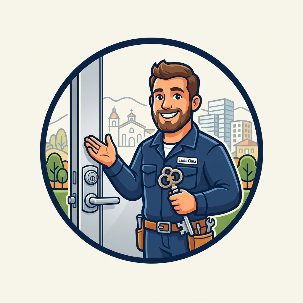 Santa Clara Locksmith mascot logo
